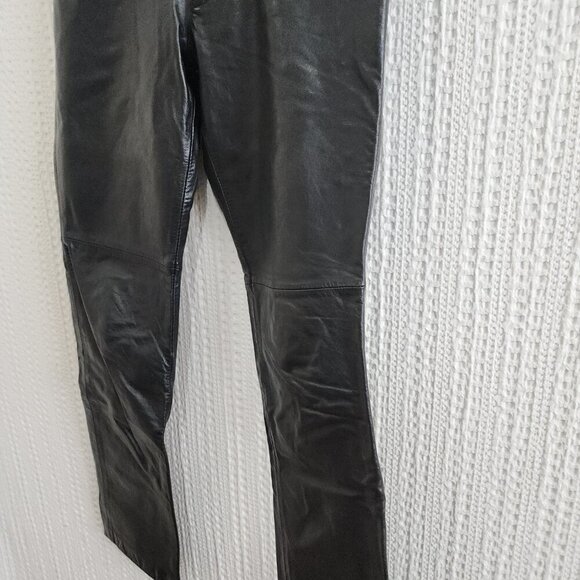 Vintage Y2K Gap 100% Leather Boot Cut Black Pants Size 2 - Picture 10 of 16